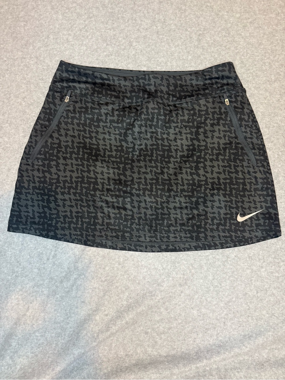 Nike Black Houndstooth Mini Skirt with Zip Pockets